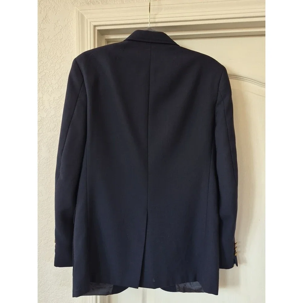 Stafford Vtg. Wool Smooth Blazer with Gold Medallion Buttons Size 40 R